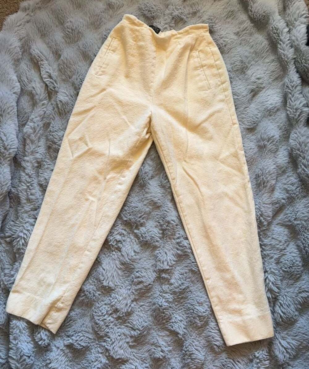 Episode Carolyn Wight Freeman Vintage Wool Trousers Cream Yellow High Waist 8